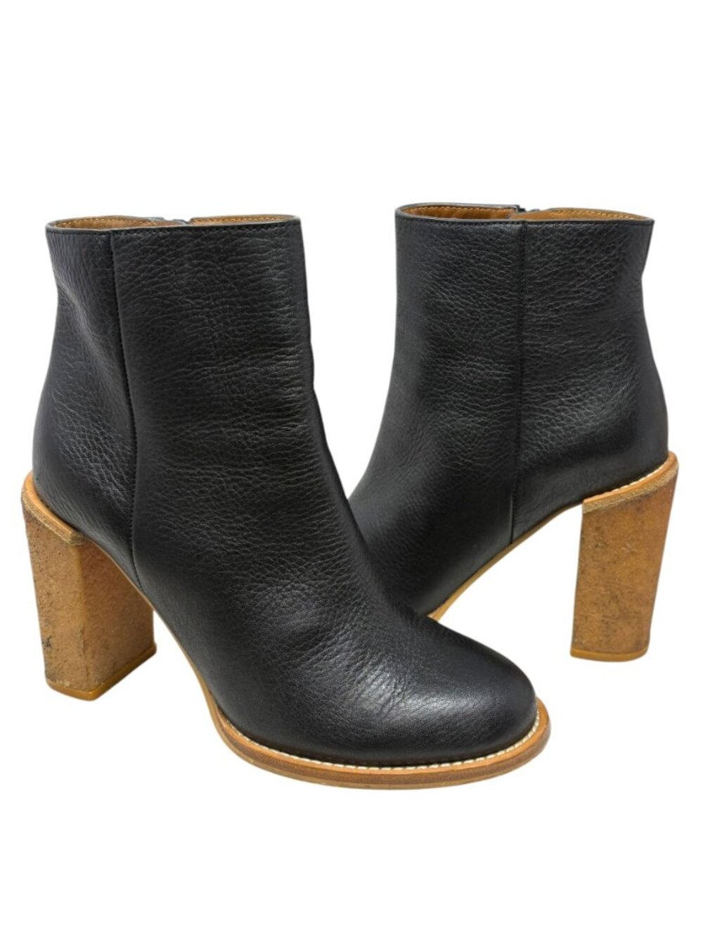 See By Chloé Keira Leather‎ Crepe Block Heel Zip Booties